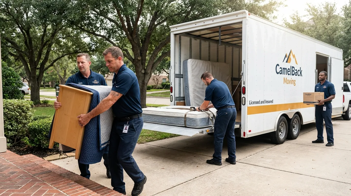 Crew loading residential truck for cross-state move from Laurel, DE