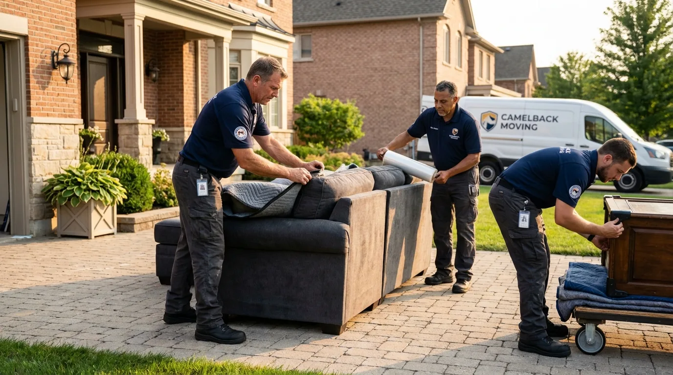 Large estate moving crew wrapping furniture in Laurel, DE
